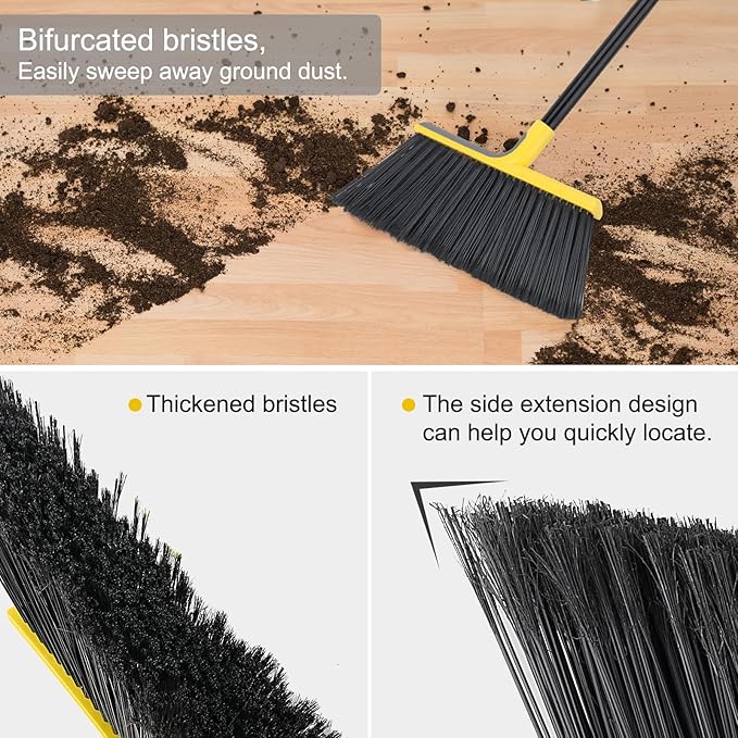 4 Packs Outdoor Broom for Floor Cleaning with 58 Long Handle Heavy-Duty Commercial Brooms for Sweeping Indoor Outdoor Courtyard Restaurant Garage Patio Decks Mall Market Kitchen Office Lobby Shop