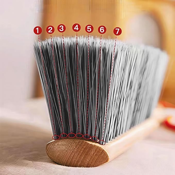 Soft Bristle Hand Brush Wooden Handle for Woodworking Shop Bench Sawdust Removal Non-Scratch 14 Inch Long (2pcs Brown)