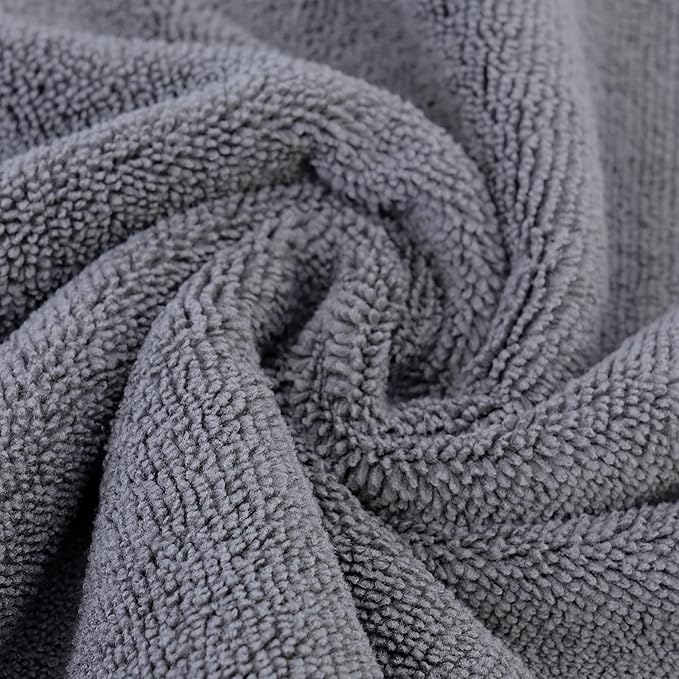 POLYTE Microfiber Cleaning Towel Ultrasonic Cut Edgeless (16x16 24 Pack Premium BlueGrayYellow)