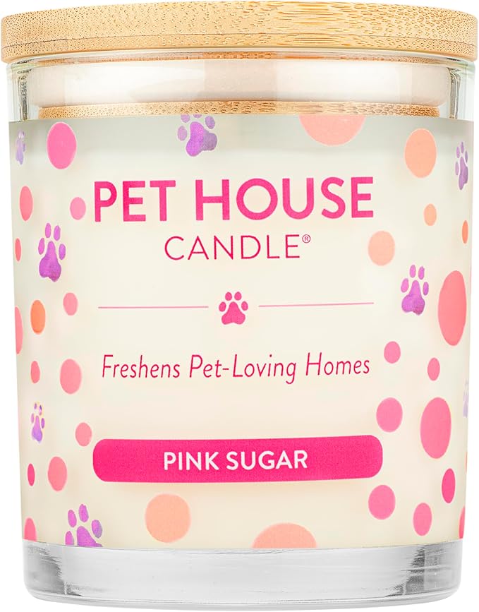 Pet House Candles Scented Candles for Pet Homes Natural Plant-Based 60 Hour Burn Time - Pink Sugar 9 oz