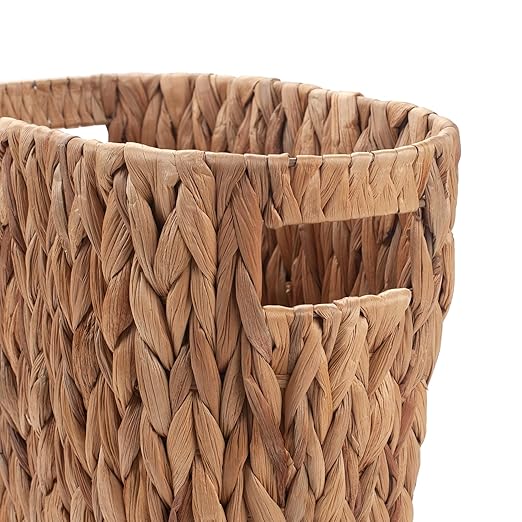 Bathroom Trash Can Handwoven Wicker Trash Can with Handles for Bedroom Living Roon Kitchen Bathroom and Office Water Hyacinth Wicker Waste Basket 1 Pack 13L x 7.5W x 12.2H 3.2 Gallon