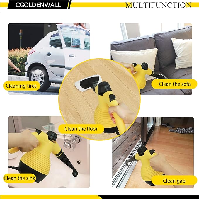 CGOLDENWALL Handheld Steam Cleaner Pressurized steamer Portable Cleaning Machine for Stubborn Stains Removal Multi-Purpose Cute Household Cleaning Machine