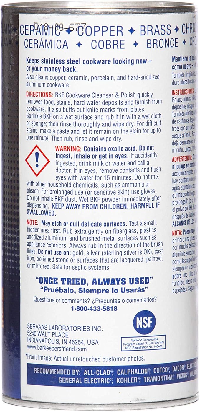 Bar Keepers Friend Cookware Cleanser &amp Polish (12 oz) - Cleaner Degreaser &amp Stain-Remover - for Use on Stainless Steel and Copper Pots Pans and Utensils Glass Casserole Dishes and More (6)