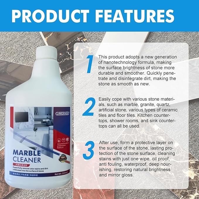 500ml Marble Cleaner And Polish - Effortlessly Removes Stains And Scratches Restores Shine For Countertops Floors Tiles(1 PCS)
