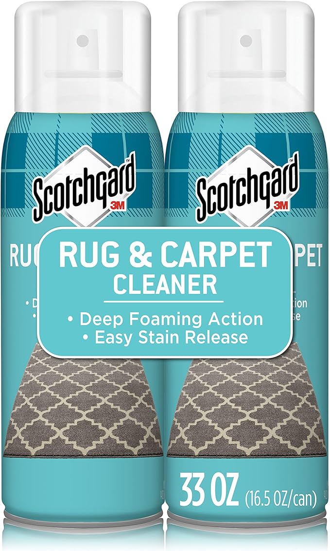 Scotchgard Rug &amp Carpet Cleaner Fabric Cleaner Blocks Stains Cleaning Sprays Make Cleanup Easier Two 16.5 oz Cans