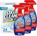 Bundle of OxiClean White Revive Laundry Whitener and Stain Remover Power Paks 24 Count + OxiClean Max Force Laundry Stain Remover Spray 12 Fl. Oz 3-Pack