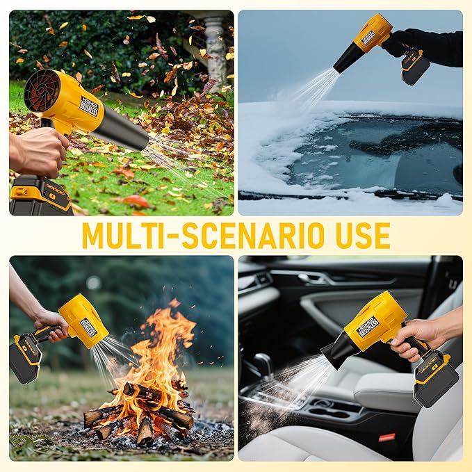 Electric Cordless Leaf Blower for DeWALT 20V Battery 580000 RPM Brushless Turbo Jet Blower with 3 Nozzles Handheld Blower for Patio Garden Yard Leaves Dust Garage &amp Snow Cleaning (Not Batt