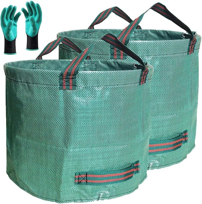 Professional 2-Pack 72 Gallon Big Lawn Garden Bags (D26H30 inch) Yard Waste Bags with Gardening Gloves for Leaf BagYard DebrisGarden PruningLawn Trash ContainerGrass ClippingsWeeds Bag 4 Handles