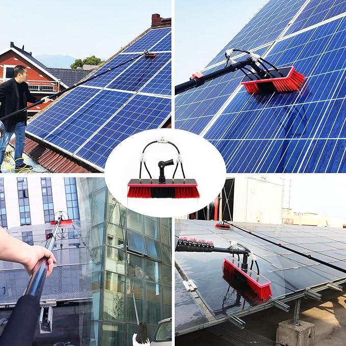 Extendable Window Cleaning Pole High Altitude Water Fed Telescopic 35cm Brush High-Strength Conservatory Solar Panel Extended Extension Brush Squeegee Equipment Hose Fed Kit 18FT / 5.4M