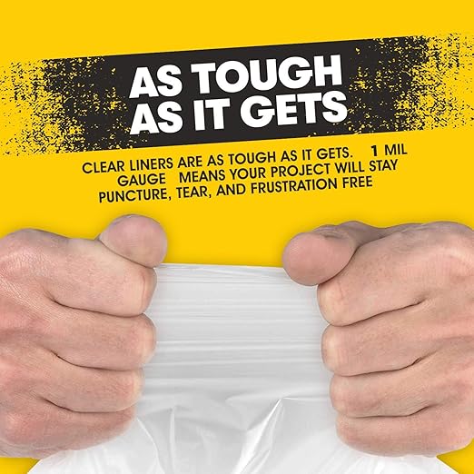Aluf Plastics 7-10 Gallon 1 MIL Thick Clear Heavy Duty Trash Bags - 24 x 23 - Pack of 500 - For Recycling Kitchen Contractor &amp Outdoor