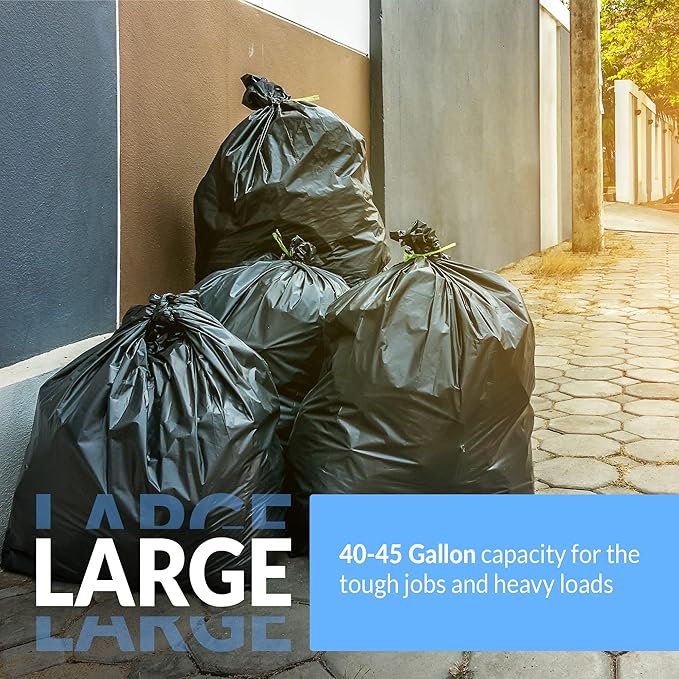 Reli. SuperValue 40-45 Gallon Trash Bags | 125 Count | Made in USA | Heavy Duty | Black Multi-Use Garbage Bags (Pack of 2)