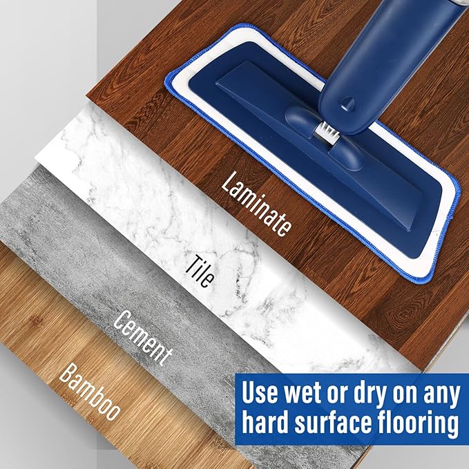Power Mop for Floor Cleaning with 3 Washable Pads - Wet Dry Microfiber Mop with 720 ml Refillable Bottle for Kitchen Wood Floor Hardwood Laminate Ceramic Tiles Floors Dust Cleaning