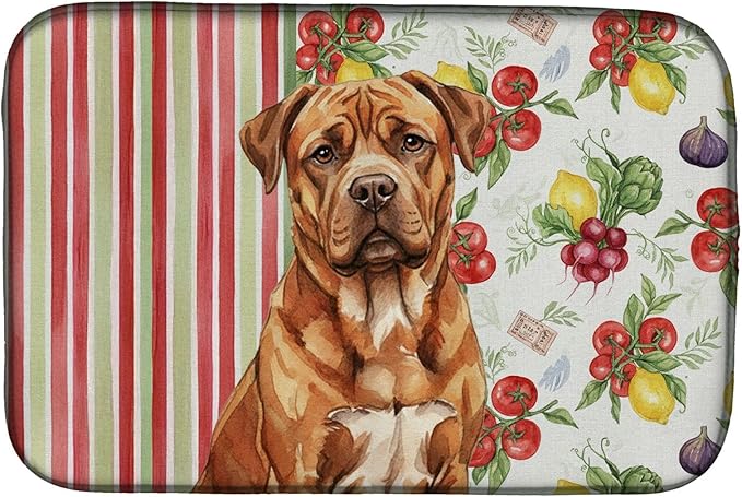 Caroline's Treasures Mahogany Dogue de Bordeaux Vegetables Dish Drying Mat Absorbent Dish Drying Mat Pad for Kitchen Counter Dish Drainer Mat for Countertop 14 x 21 Multicolor