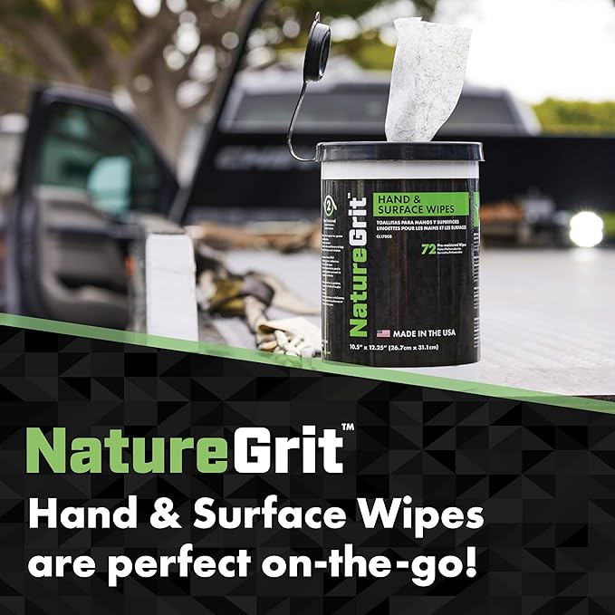 NatureGrit Hand &amp Surface Wipes: Mechanic Cleaning &amp Degreaser Sheets Grime Removal Hand Cleaner Towels for Mechanics Workshop Use (Box of 6 canisters 72ct/canister)