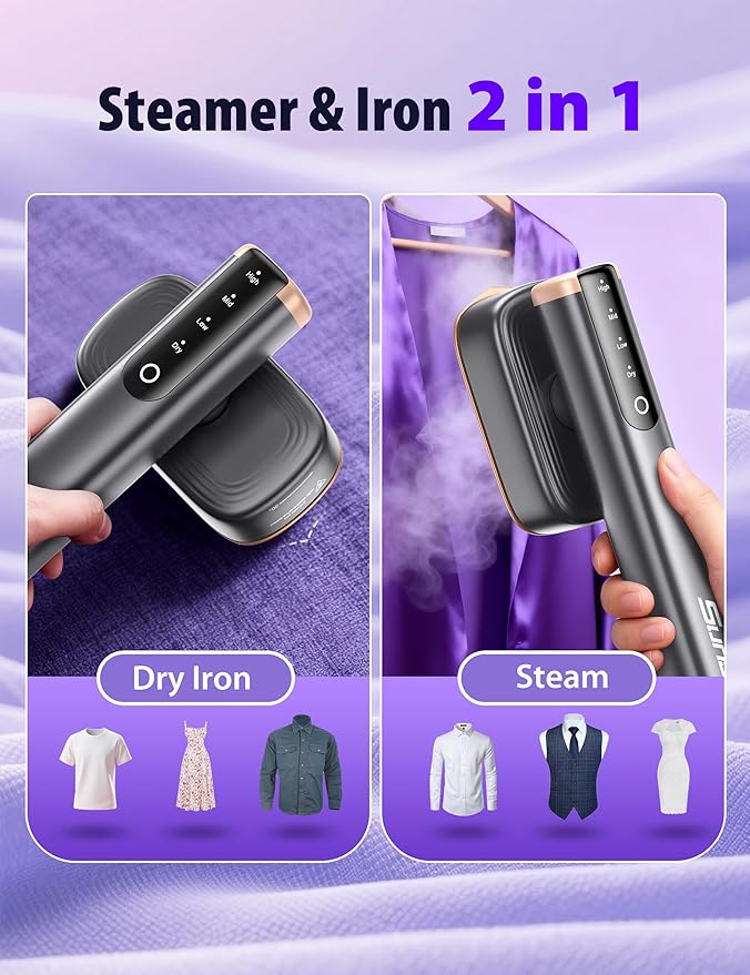 Sundu Steamer for Clothes15s Fast Heat-up Handheld Garment Steamer35mins Runtime &amp 180ml Large Tank25g/min SteamCeramic PanelStands on DeskWrinkle Remover for Travel Home Office(Blue)