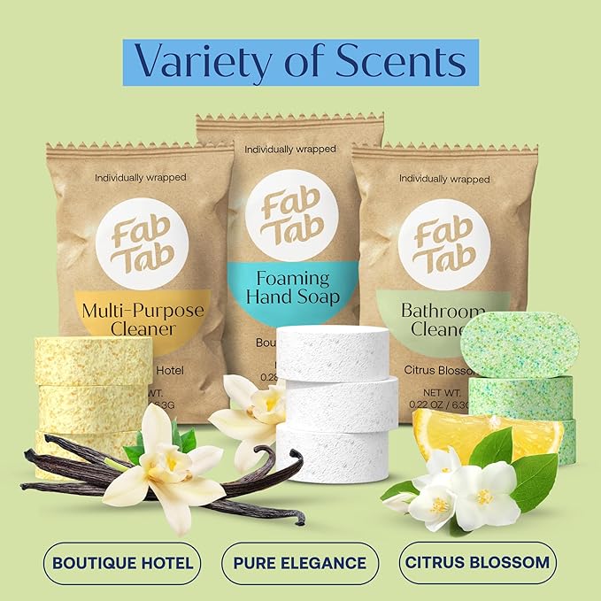 Fab Tab Home Starter Kit - Natural Cleaning Products - Household Cleaners - All-Purpose Cleaner Tablets - Plant-Based Plastic-Fee - No Harsh Chemicals | Cleaning Kit