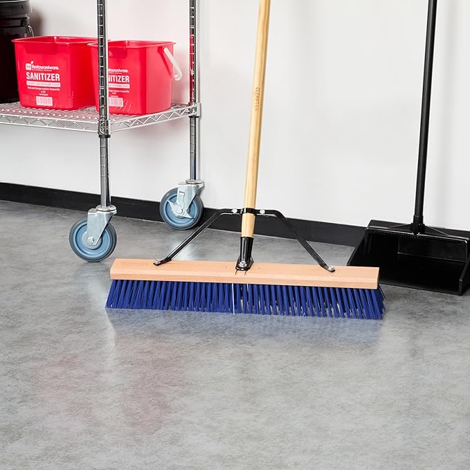 Restaurantware-BROOM HEAD ONLY: Clean Tek Professional 24-Inch Broom Head 1 Heavy-Duty Push Cleaning Tool - Handle And Brace Sold Separately Heavy Plastic Bristles Wooden Commercial Use