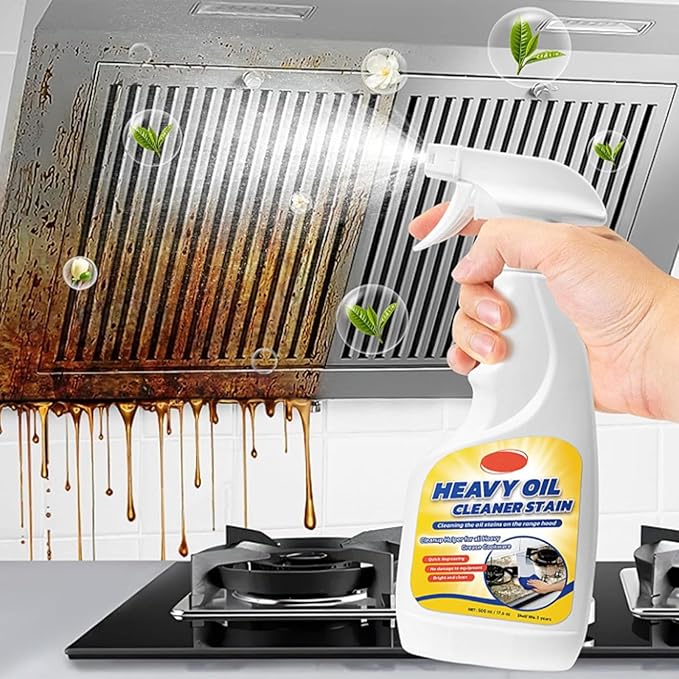 Heavy Oil Cleaner Stain-Effective Multi-Purpose Cleane for Heavy Oil Cleanup with Spray Nozzle Spray for Kitchen Household Oven Stove Range Hood Sink (1PCS)