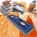 Large Flat Mop2024 New Large Flat MopSelf-contained Dewatering ScraperWall Cleaning with Long HandleMicrofiber Magic 360° with Dewatering Scraper 12027(Blue+6 Rag)