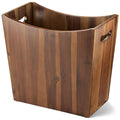 3 Gallons Rectangular Wastebaskets - Acacia Wood Waste Basket with Handles - Small Trash Can for Bathroom - Brown Garbage Bin for Spa Bathroom Decorative Kitchen Counter Living Room (Walnut)