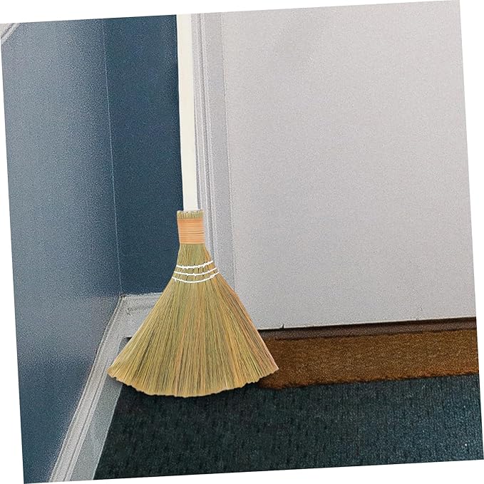 MERRYHAPY 2pcs Indoor Straw Broom Soft Bristle Cleaning Broom Detachable Handle Handwoven Grass for Home Dusting