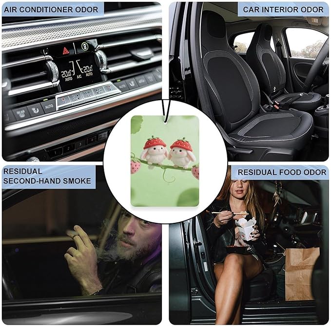 5PCS Car Air Freshener Hanging Personalized Double Sided Strawberry Chicks Car Fresheners Long Lasting New Cars Scents Cute Automotive Freshies for Closets Drawers (tea)