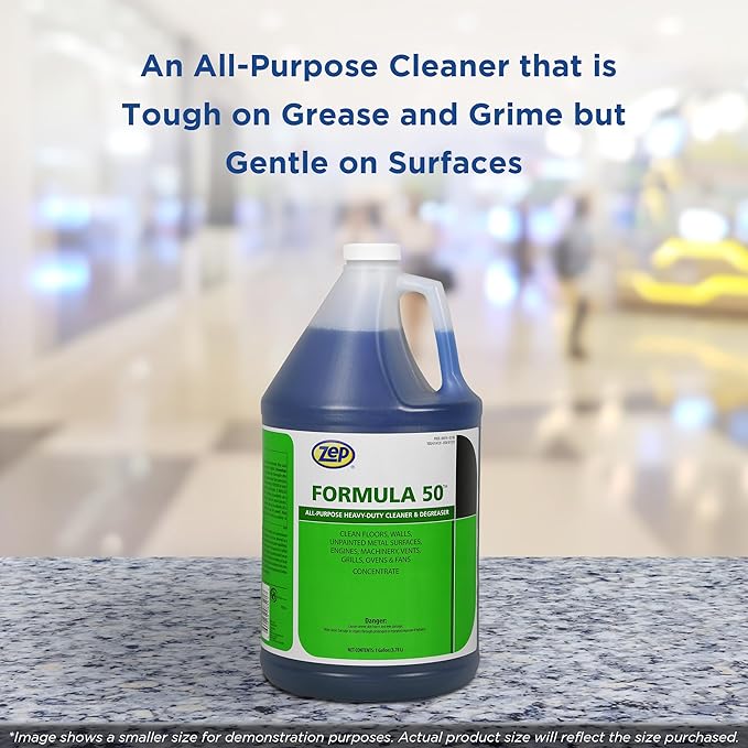 Zep Formula 50 Cleaner and Degreaser - 5 Gallon (1 Unit) 85935 - All-Purpose Heavy-Duty Use on Floors Walls Unpainted Metal Surfaces Engines Grills Ovens and Fans