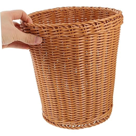 Elegant Woven Storage Container Plastic Sundries Basket Multi-Function Woven Trash Basket for Home Decor