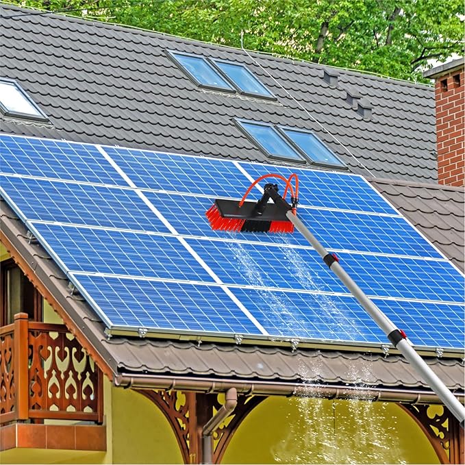 Telescopic Water Fed Window Cleaning Pole Solar Panel Conservatory Cleaner Extendable Hose Fed Extended Brush Tool Kit24FT/7.2m