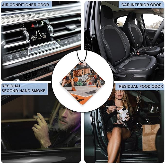 5PCS Car Air Freshener Hanging Personalized Double Sided Streetball Duel Car Fresheners Long Lasting New Cars Scents Cute Automotive Freshies for Closets Drawers (tea)