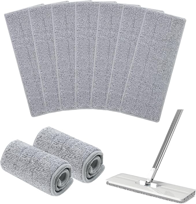 20 PCS Flat Mop Head Replacement Pads Reusable Mop Pad Refill Washable Microfiber Mops for Wet/Dry Mops Flat Floor Cleaning Floor Care System (Grey)