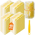 40 Count 360° Heavy Duty 2 Sided Duster Refills Compatible with Swiffer Large Size-Extra Thick Disposable Electrostatic Feather Duster Refill with 1 Short Handle for Furniture Blinds Ceiling
