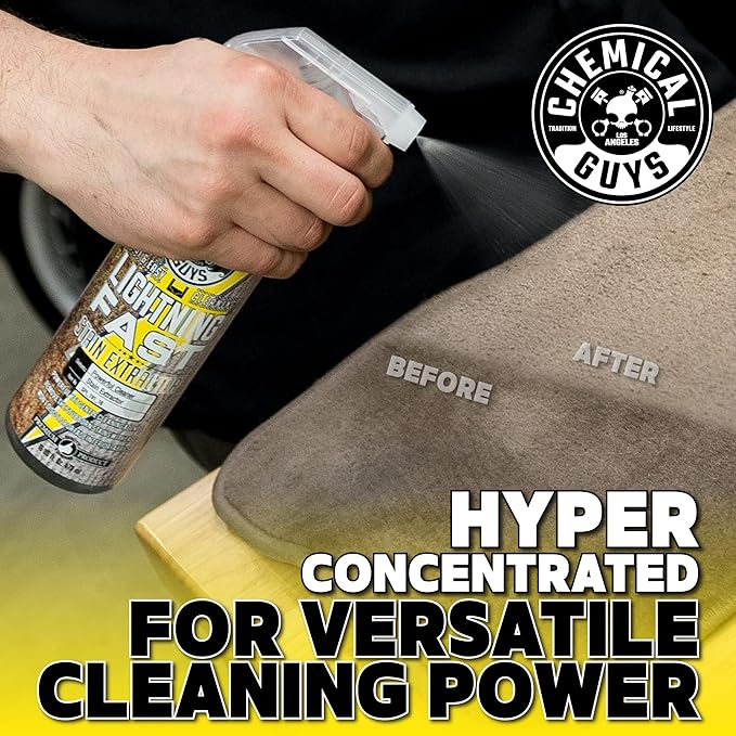 Chemical Guys Lightning Fast Carpet and Upholstery Stain Extractor - Carpet Cleaner Safe for Fabric Upholstery Cars Home Office Furniture and More Fresh Scent - 128 oz