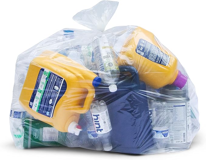 Veska 30-33 Gallon Clear Trash Bags Heavy Duty (Value Pack 100 Bags w/Ties) Large Clear Plastic Recycling Garbage Bags. Large Trash Bags 30+ 32 Gallon