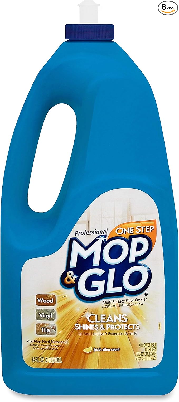 Mop &amp Glo Professional Multi-Surface Floor Cleaner 384 fl oz (6 Bottles x 64 oz) Triple Action Shine Cleaner