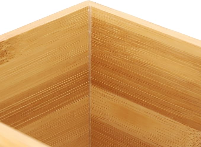 Elama 10.5 x 5.75 Inch Rectangle Bamboo Waste Basket Bathroom Trash Personal Trash Bin Small Waste Bin