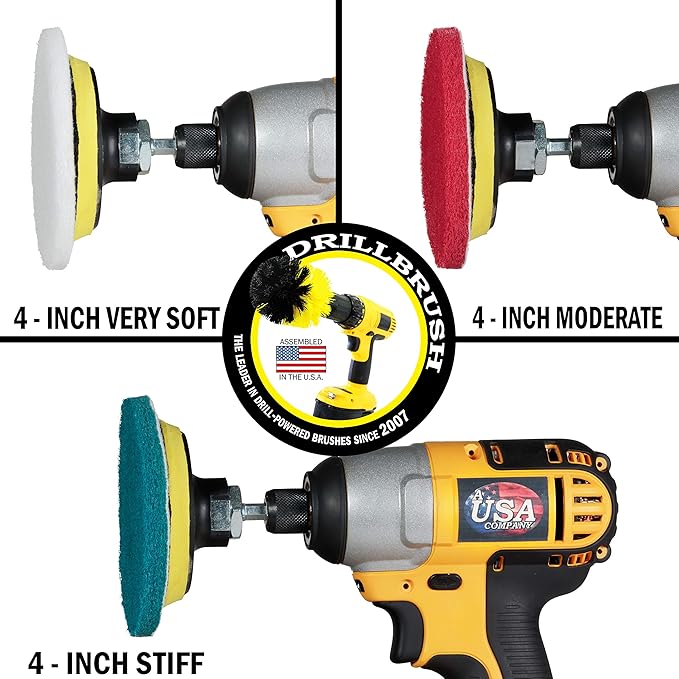 Household Cleaning Power Scrubber for Cordless Drill- Electric Spin Scrubber Set - Grill Brush and Pad Scrubbing Set - Rust Remover - Griddle Cleaning Kit - Backyard Accessories Cleaner - Industrial