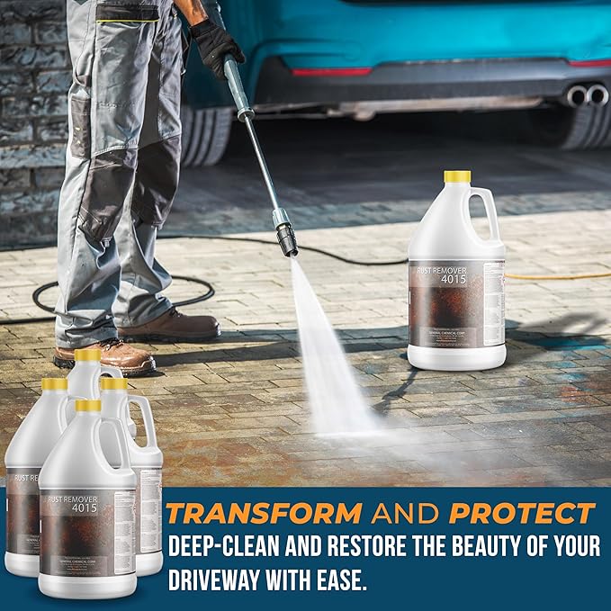 DeckGeneral Rust Remover 4015 All Surface Rust Stain Eliminator Concrete Cleaner Effective Rust Clean Up for Driveways Walkways Swimming Pools Brick Pavements and More (4 Gallon Case)