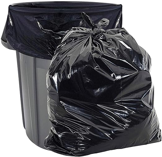 Aluf Plastics 50-55 Gallon 2.3 MIL Black Heavy Duty Garbage Trash Bags - 36 x 58 - Pack of 100 - For Contractor Industrial Institutional &amp Commercial