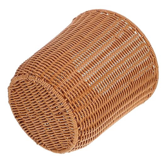 Kichvoe Woven Trash Can Storage Basket Versatile Household Wastebasket Imitation Rattan Design Decorative Sundries Basket for Living Room Bedroom and Bathroom Use