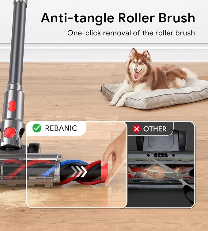 Cordless Vacuum Cleaners for Home8-in-1/65Min/600W/48Kpa Powerful SuctionSelf-Standing Cordless Stick Vacuum CleanerLightweight Anti-Tangle Rechargeable Vacuum for Floor/Carpet/Pet Hair/Car