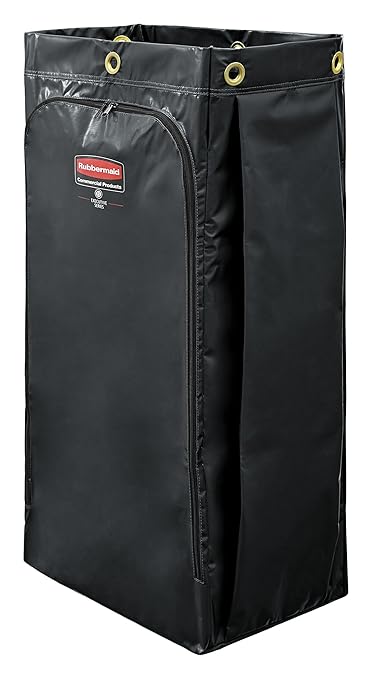 Rubbermaid Commercial Products Cleaning Cart Bag 34-Gallon Yellow Collecting Refuse or Laundry Items Janitorial and Housekeeping Carts Zippered Front