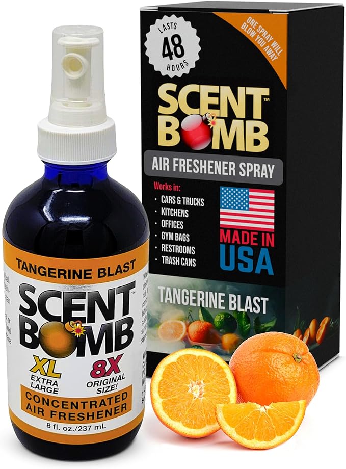 Scent Bomb Air Freshener Spray Long-Lasting Odor Eliminator for Home &amp Car Effective Deodorizer Spray for Kitchen Bathroom Fresh Room Spray &amp Smell Neutralizer Tangerine Blast