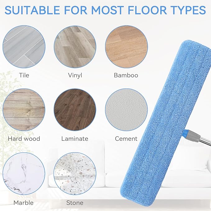 Replacement Microfiber Pad for Rubbermaid Commercial 24 Inch Mop Head - 8 Pack Wet &amp Dry Commercial Cleaning Refills Reusable Mop Refills Fit for Any Microfiber Flat Mop System 24