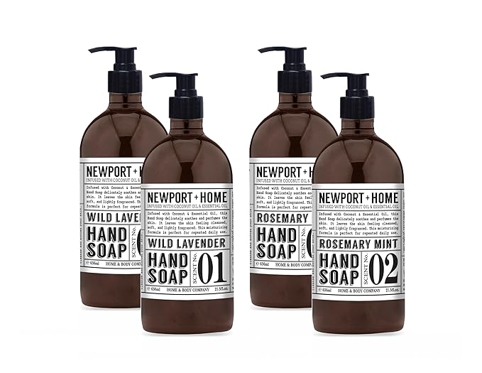 Newport Home Hand Soap Wild Lavender and Rosemary Mint 21.5 fl oz Set of 4 Home and Body Co