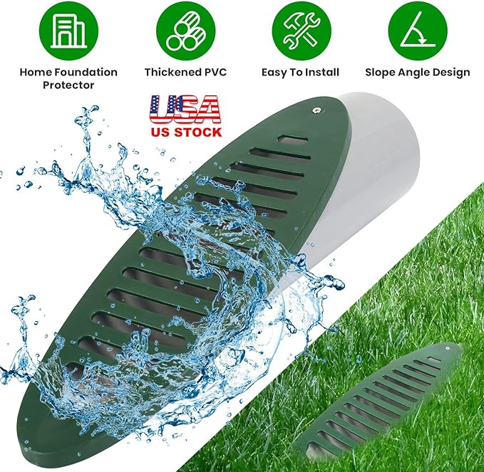iMounTEK Yard Drain Emitter 4Inch Angled Yard Drainage Pipe With Sloped Grate Yard Drain Emitter For Sump Pump Discharge Downspout Extensions Compatible With 4” Connections/2 PCS
