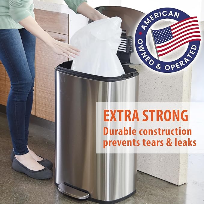 iTouchless Tall Trash Bags Fits 8 Gallon Garbage Can Strong Bathroom Kitchen Bin Liners for Rubbish Recycling Compost in the Home Office 40 Count Clear