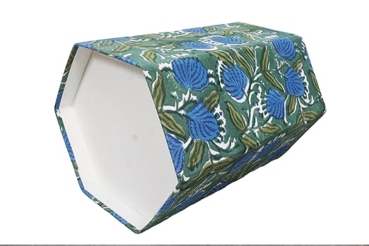 Handmade Cotton Paper Waste Basket Stylish Trash Can for Home or Office (1 D Green Sky)
