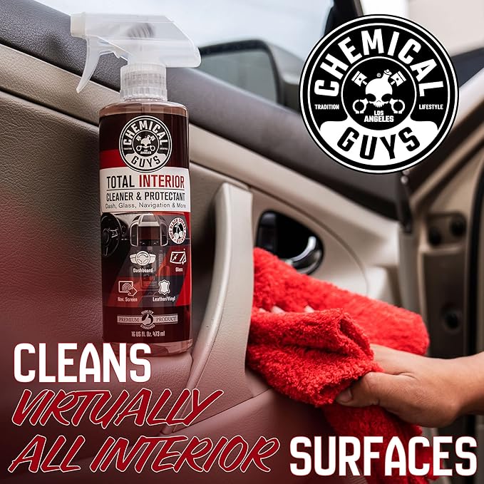 Chemical Guys Total Interior Sprayable Cleaner and Protectant Multi-Scent 3 Pack (Fresh Black Cherry &amp New Car) Safe for Cars Trucks SUVs Jeeps Motorcycles RVs &amp More (3) 16 fl oz Bott