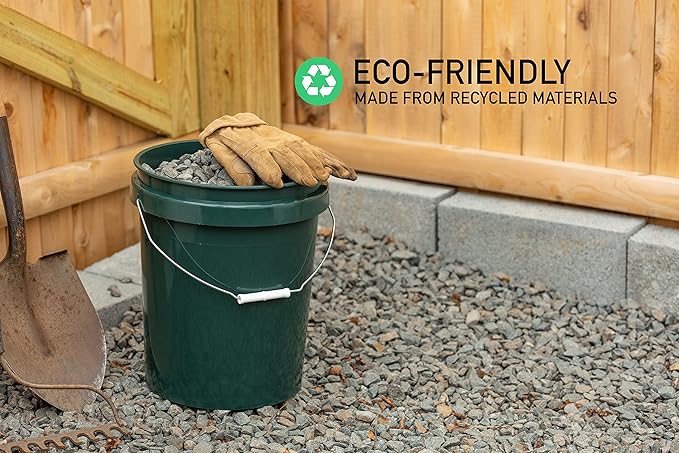 United Solution ECOSense 5 Gallon Bucket Heavy Duty Comfortable Handle Perfect for on The Job Home Projects or Cleaning Made from 90% Recycled Materials.100% Recyclable (Pack of 3)